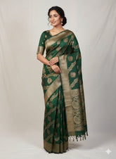 Banarasi Crystal Soft Silk Saree - Green