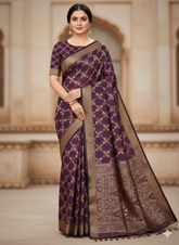 Banarasi Crystal Soft Silk Saree - Maroon