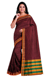 Handloom Cotton Silk Star Pattern Zeri Border Saree - Wine Red