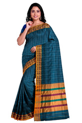 Handloom Cotton Silk Narayanpet Saree - Light Teal