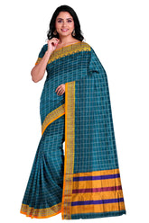 Handloom Cotton Silk Narayanpet Saree - Bright Blue