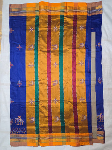 Handloom Cotton Silk Kasuti Work Ilkal Saree - Blue
