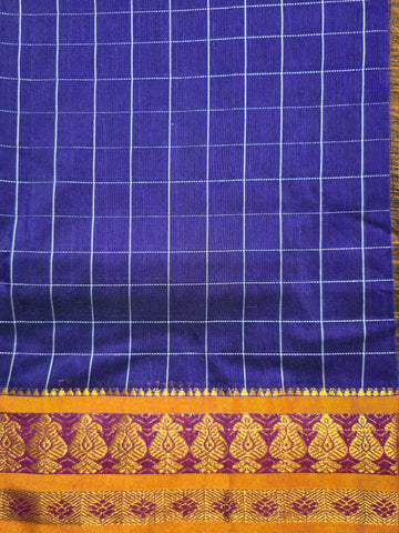 Handloom Cotton Silk Narayanpet Saree - Navy Blue