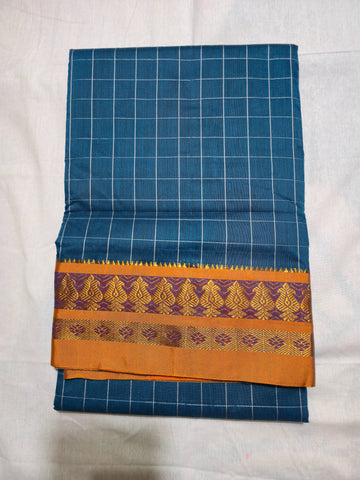 Handloom Cotton Silk Narayanpet Saree - Blue