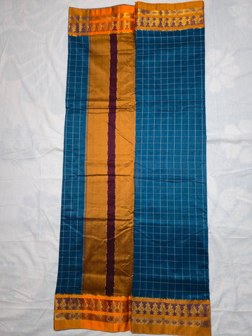 Handloom Cotton Silk Narayanpet Saree - Blue
