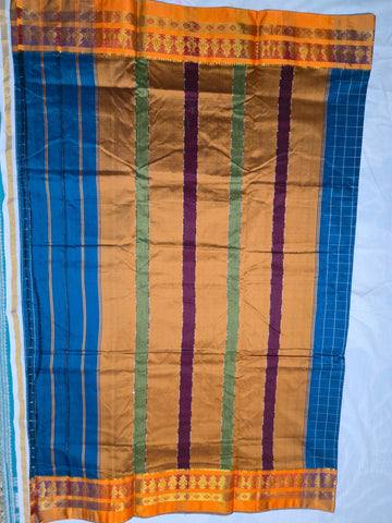 Handloom Cotton Silk Narayanpet Saree - Blue