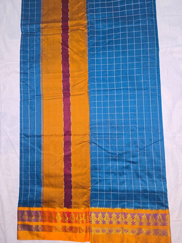 Handloom Cotton Silk Narayanpet Saree - Blue