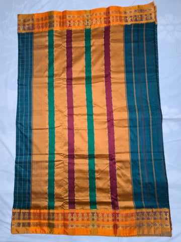 Handloom Cotton Silk Narayanpet Saree - Light Teal