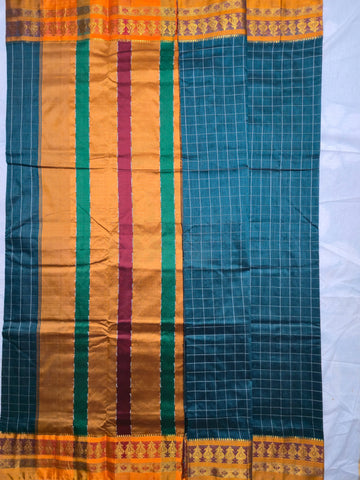 Handloom Cotton Silk Narayanpet Saree - Light Teal