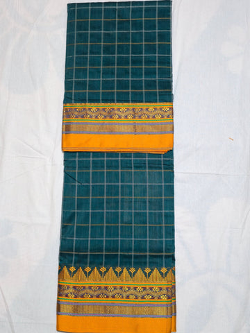 Handloom Cotton Silk Narayanpet Saree - Bright Blue