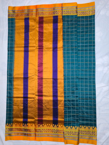 Handloom Cotton Silk Narayanpet Saree - Bright Blue