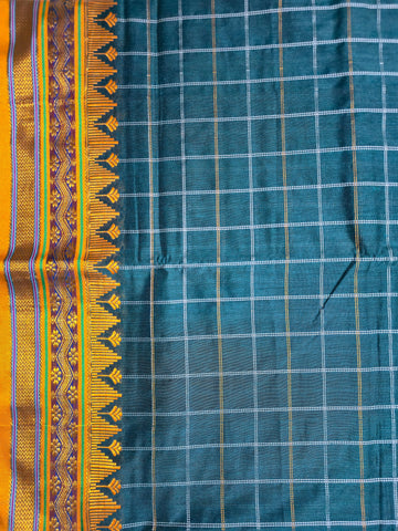 Handloom Cotton Silk Narayanpet Saree - Bright Blue