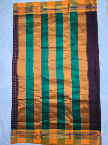 Handloom Pure Cotton Silk Diamond Star Zari Border Saree - Dark Purple