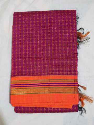 Handloom Pure Cotton Silk Diamond Star Zari Border Saree - Pink