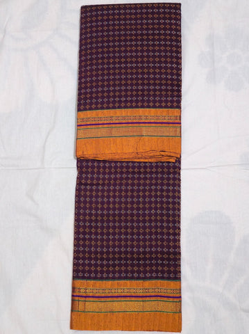 Handloom Pure Cotton Silk Diamond Star Zari Border Saree - Maroon