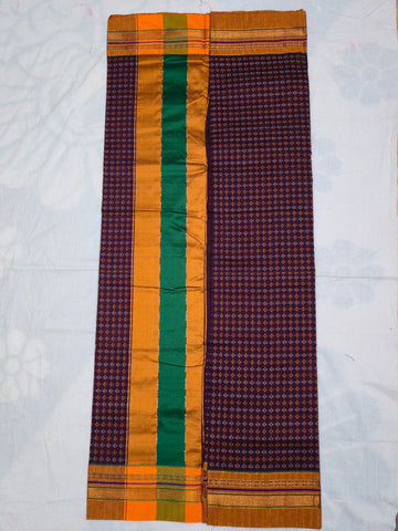 Handloom Pure Cotton Silk Diamond Star Zari Border Saree - Maroon