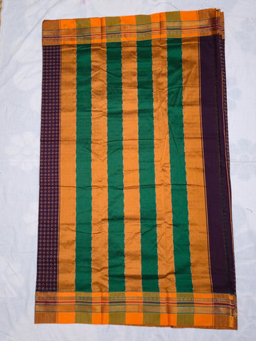 Handloom Pure Cotton Silk Diamond Star Zari Border Saree - Maroon