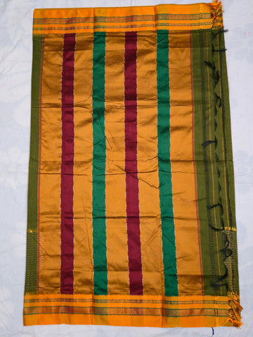 Handloom Pure Cotton Silk Satin Skirt Border Saree - Green