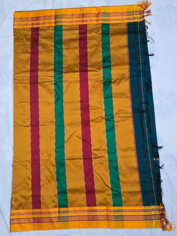 Handloom Pure Cotton Silk Satin Skirt Border Saree - Dark Teal