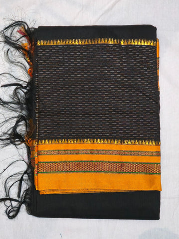 Handloom Pure Cotton Silk Satin Skirt Border - Black