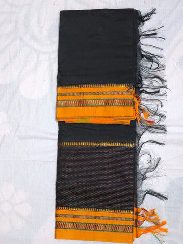 Handloom Pure Cotton Silk Satin Skirt Border - Black