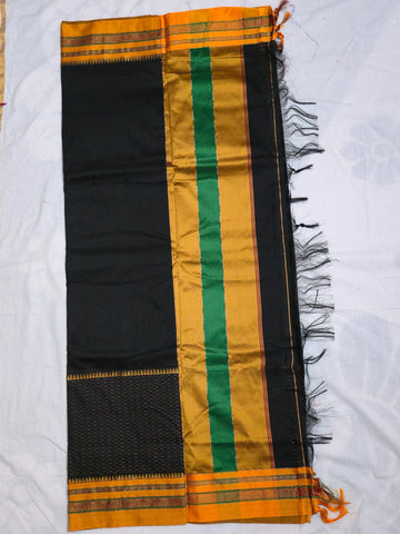 Handloom Pure Cotton Silk Satin Skirt Border - Black