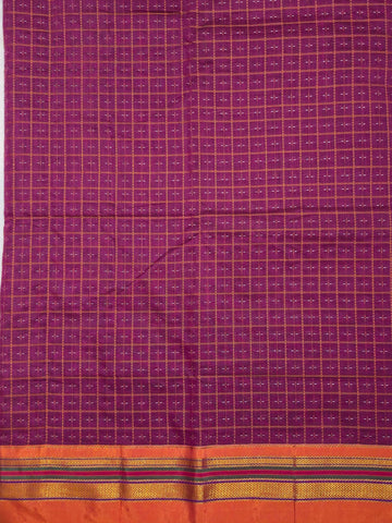 Handloom Pure Cotton Half Inch Box Star Saree - Maroon