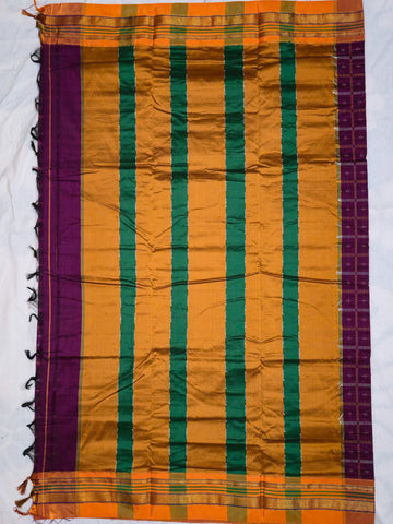 Handloom Pure Cotton 1 Inch Box Star Saree – Magenta Purple