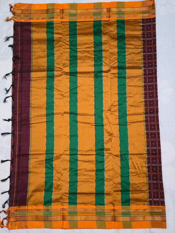 Handloom Pure Cotton 1 Inch Box Star Saree – Maroon