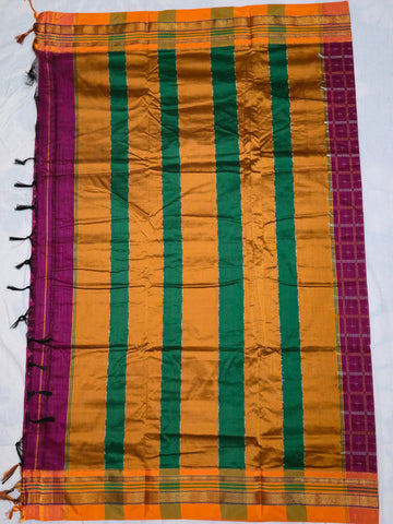 Handloom Pure Cotton 1 Inch Box Star Saree – Purple