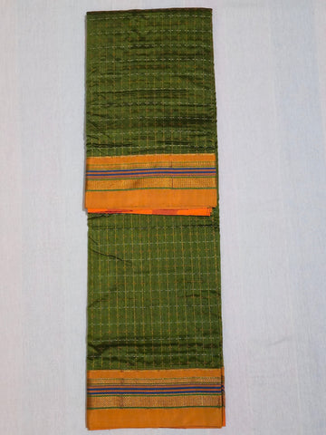 Handloom Cotton Silk Star Pattern Zeri Border Saree - Light Green