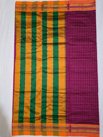 Handloom Cotton Silk Star Pattern Zeri Border Saree - Pink
