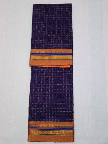 Handloom Cotton Silk Star Pattern Zeri Border Saree - Purple