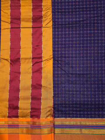 Handloom Cotton Silk Star Pattern Zeri Border Saree - Purple