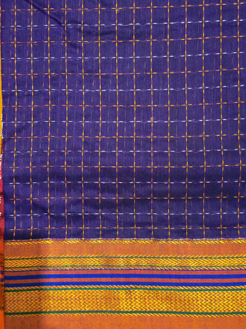 Handloom Cotton Silk Star Pattern Zeri Border Saree - Purple