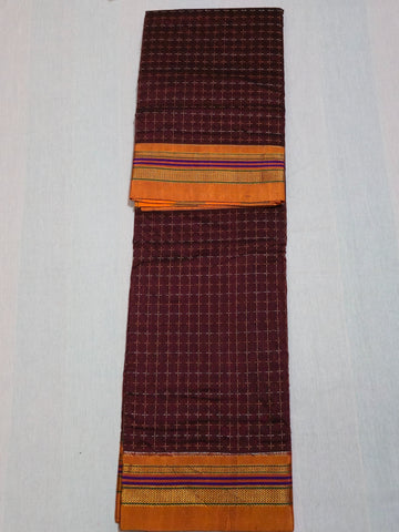 Handloom Cotton Silk Star Pattern Zeri Border Saree - Wine Red