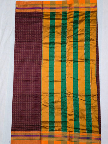 Handloom Cotton Silk Star Pattern Zeri Border Saree - Wine Red