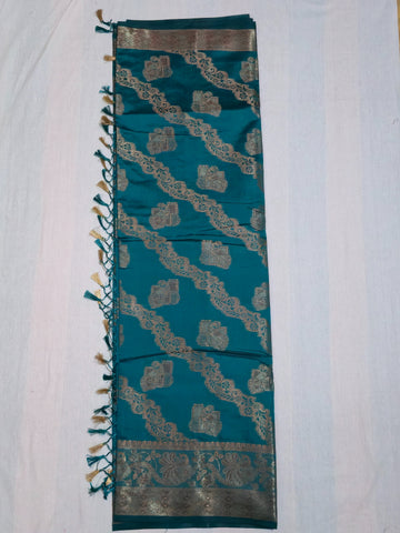 Banarasi Crystal Soft Silk Saree - Blue