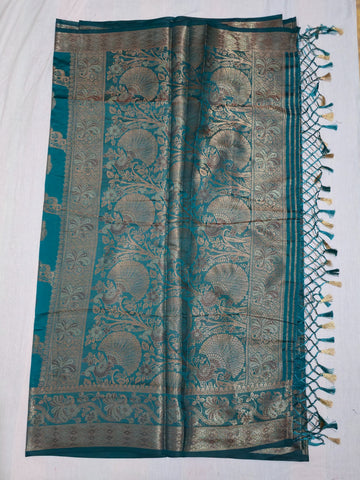 Banarasi Crystal Soft Silk Saree - Blue