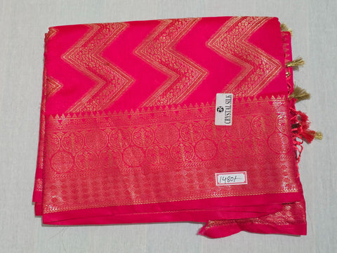 Banarasi Crystal Soft Silk Saree - Bright Pink