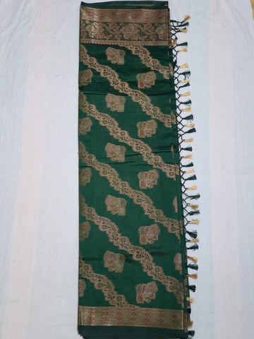 Banarasi Crystal Soft Silk Saree - Green