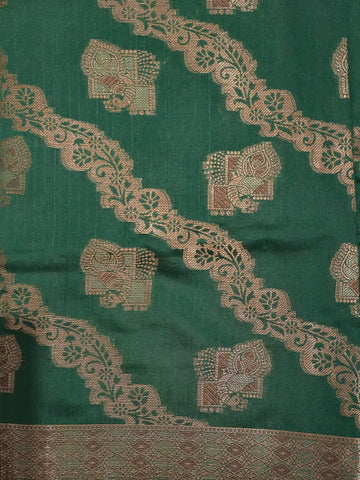 Banarasi Crystal Soft Silk Saree - Green