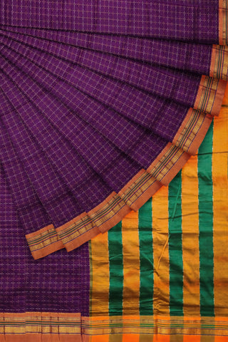 Handloom Cotton Silk Star Pattern Zeri Border Saree - Magenta