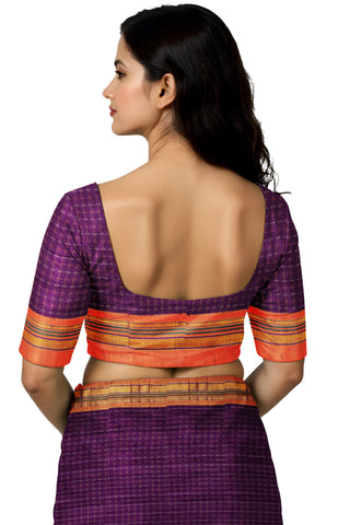 Handloom Cotton Silk Star Pattern Zeri Border Saree - Magenta