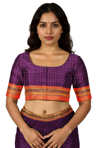 Handloom Cotton Silk Star Pattern Zeri Border Saree - Magenta