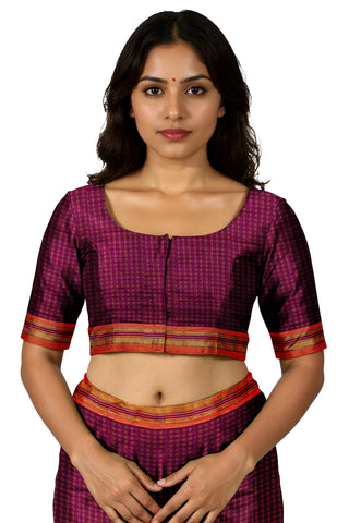 Handloom Pure Cotton Silk Diamond Star Zari Border Saree - Pink