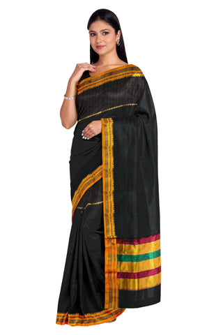 Handloom Pure Cotton Silk Satin Skirt Border - Black