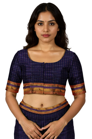 Handloom Cotton Silk Star Pattern Zeri Border Saree - Purple