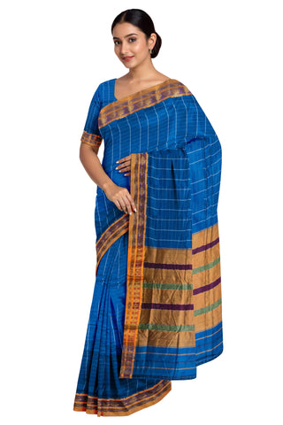Handloom Cotton Silk Narayanpet Saree - Blue