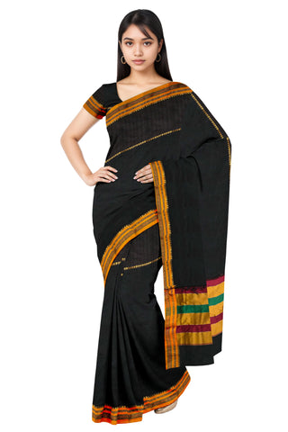 Handloom Pure Cotton Silk Satin Skirt Border - Black